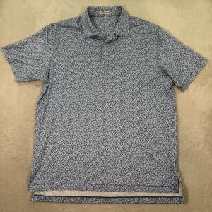 Peter Millar Summer Comfort Mens XL Polo Shirt Blue Cocktail Print Gleneagles